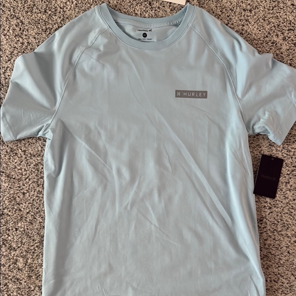 Hurley Blue Short Sleeve Tee Casual Cotton Blend